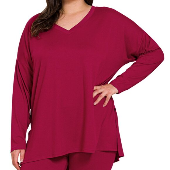 V-Neck Long-Sleeve Loungewear Leggings Set - Picture 3 of 5